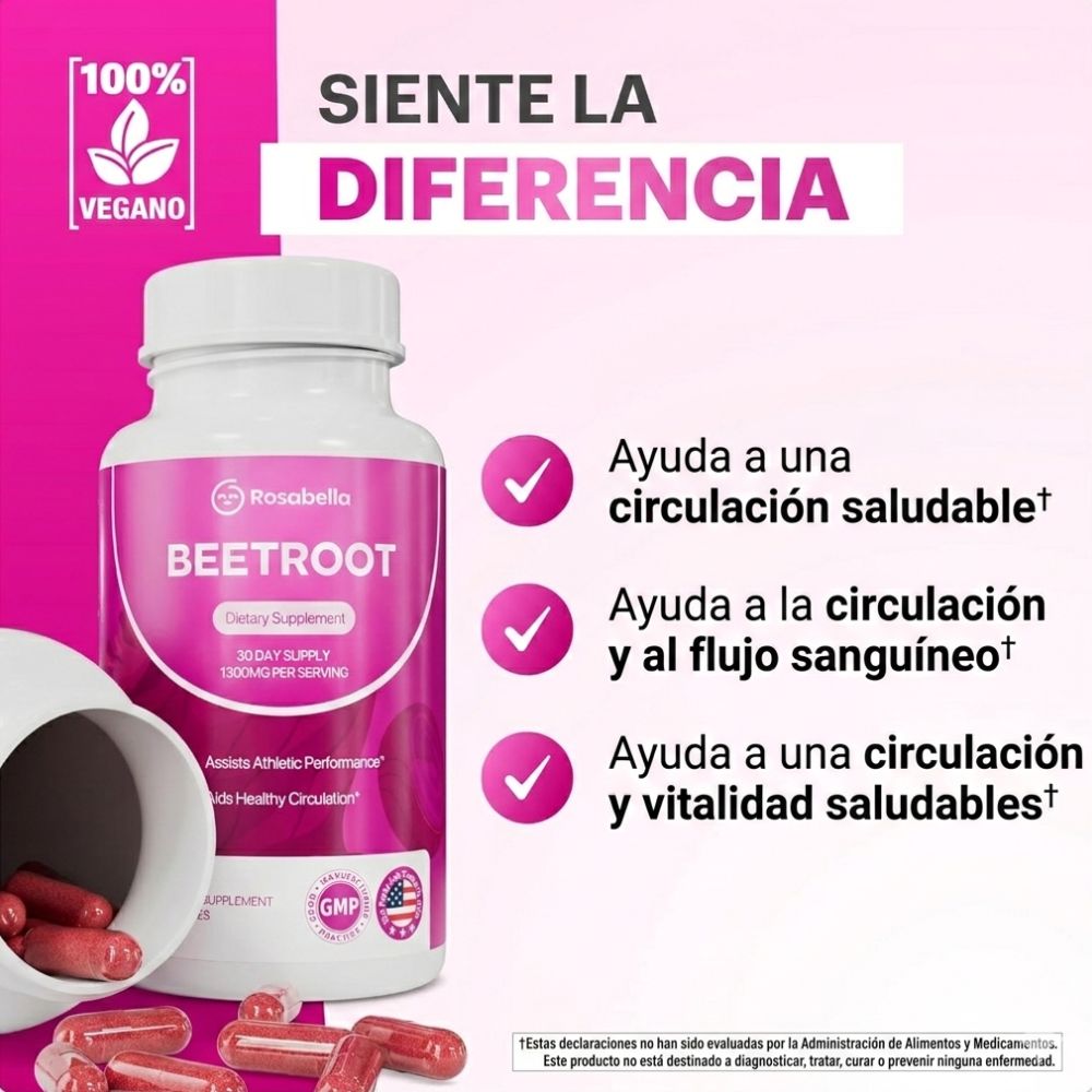 Beetroot | Cápsulas orgánicas de raíz de remolacha, vuelve a sentirte activo